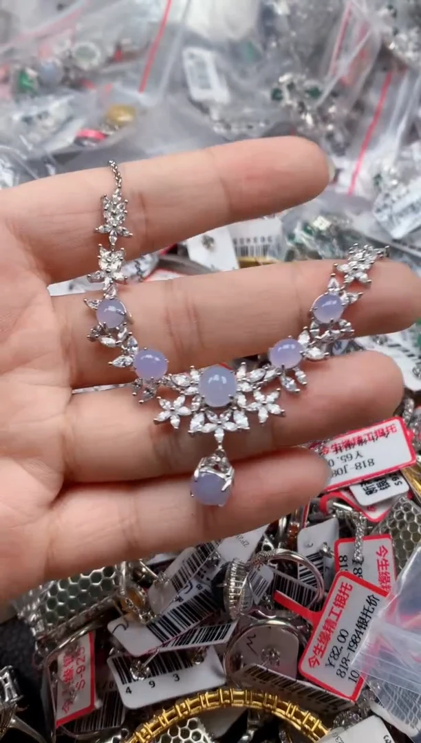 银S925镶嵌戒指翡翠天然A货缅甸翡翠