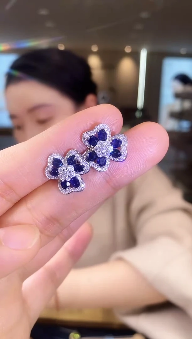 【闪购商品】蓝宝石耳饰银S925镶嵌09