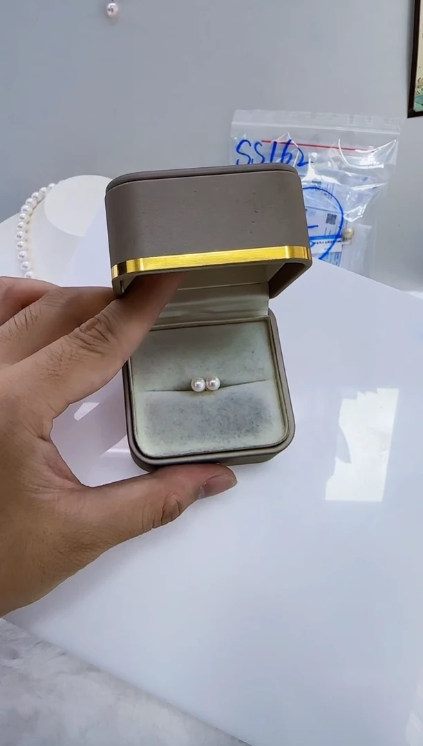 银S925镶嵌海水珍珠DA珍珠耳饰 5-6 ss126