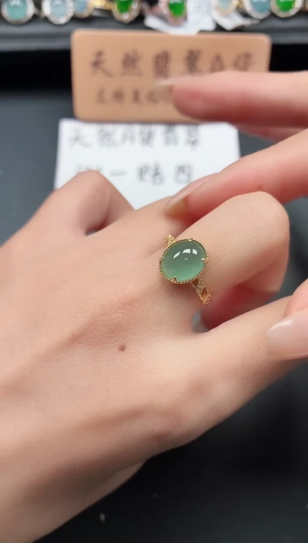 银S925镶嵌戒指翡翠1