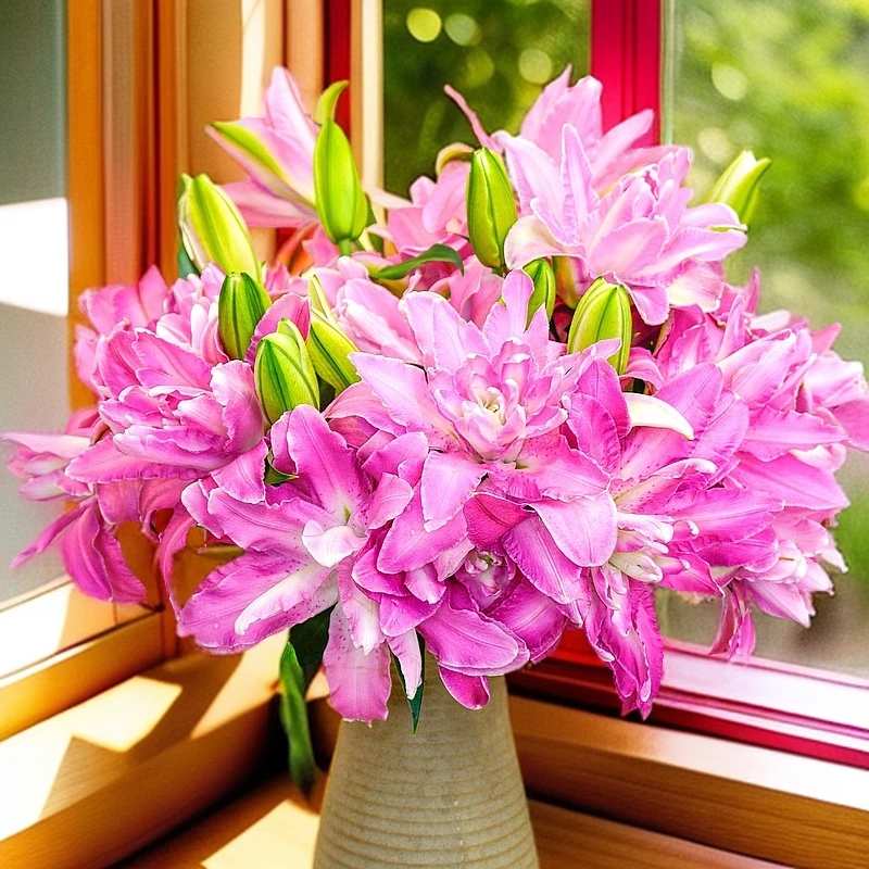 云南木木花卉莲花惊奇 高贵重瓣香水百合 水养鲜花办公室客厅