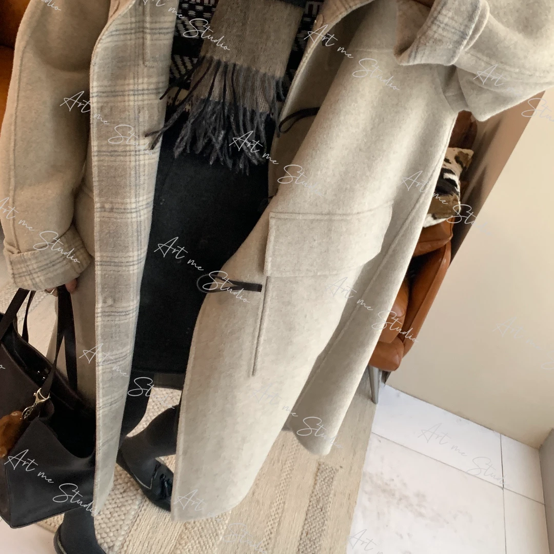 【ART ME】复古学院绵羊毛厚实垂顺松弛感两面穿大衣w24578