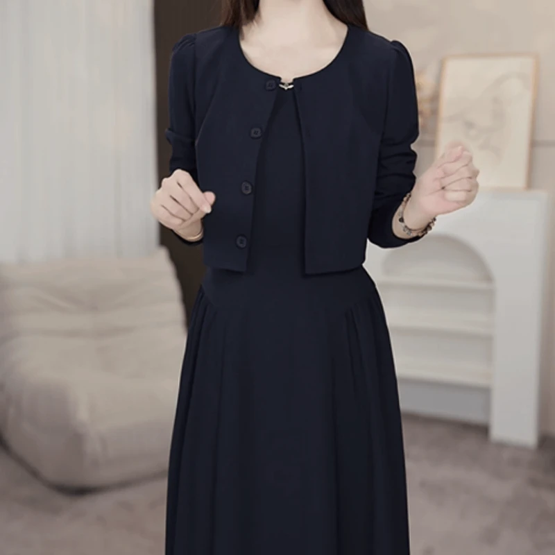 A382【外套+连衣裙】2025早秋新款时尚气质高端精致显瘦洋气套装