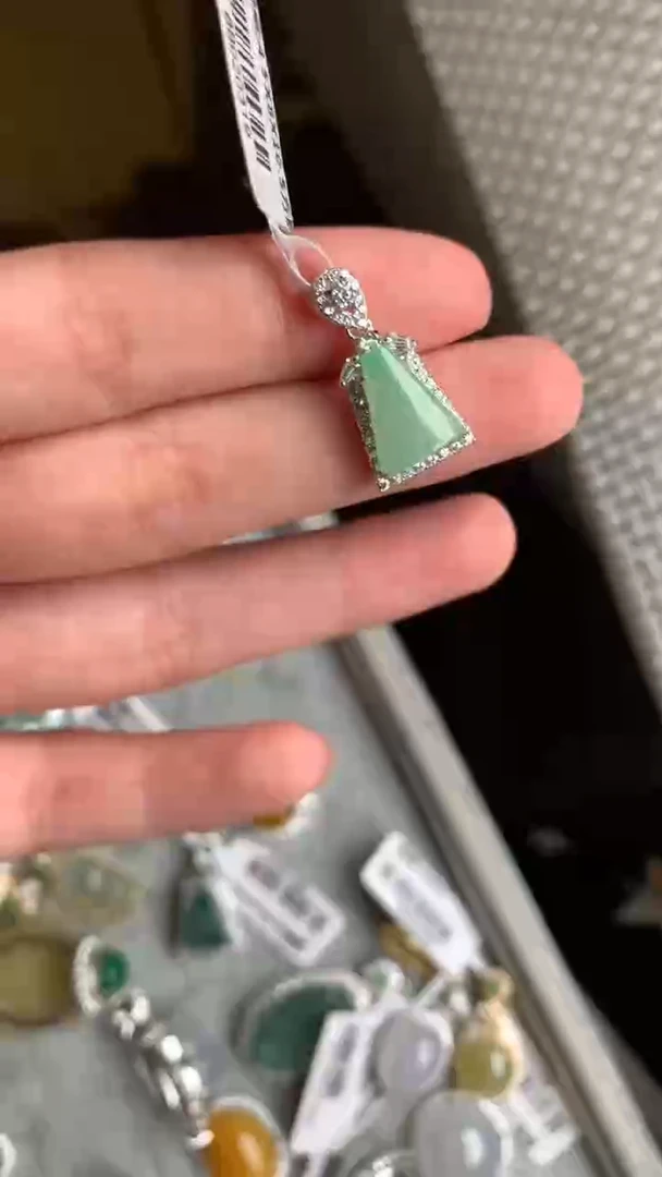 银S925镶嵌戒指翡翠吊坠7