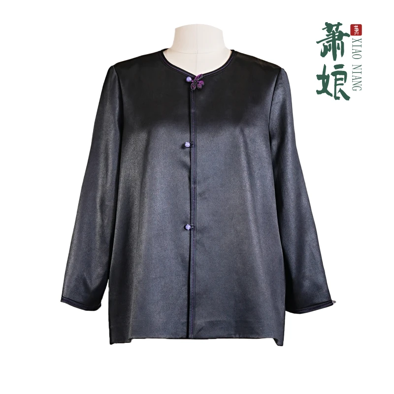 萧娘【荆月】重缎香云纱新中式长袖短外套宽松百搭国风上衣1934