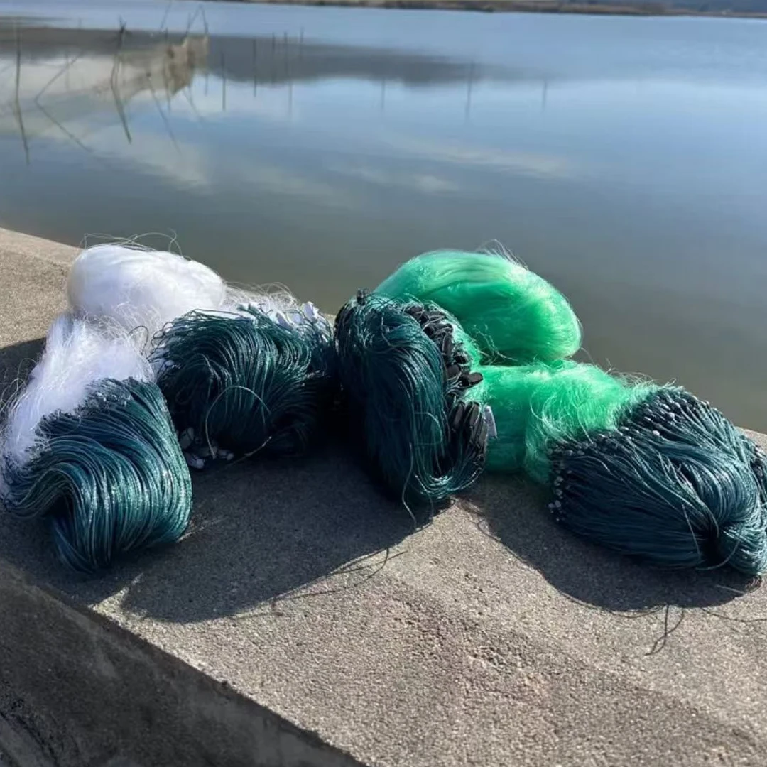 全绿丝白色三层渔网粘网丝网沉网浮网挂网捕鱼网鲫鱼鲢鱼网丝网