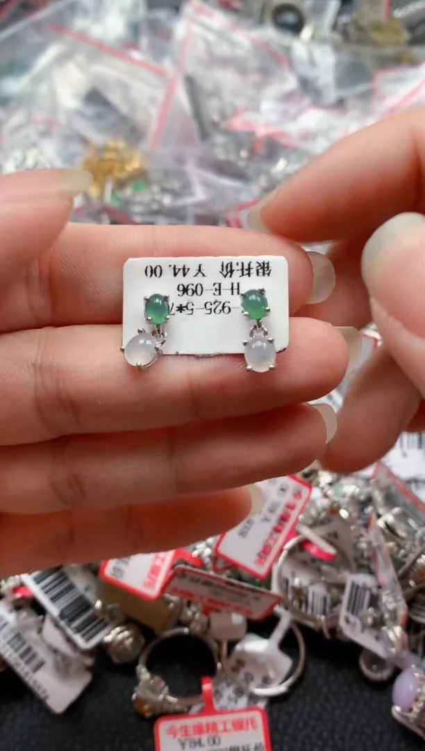 银S925镶嵌戒指翡翠天然A货缅甸翡翠