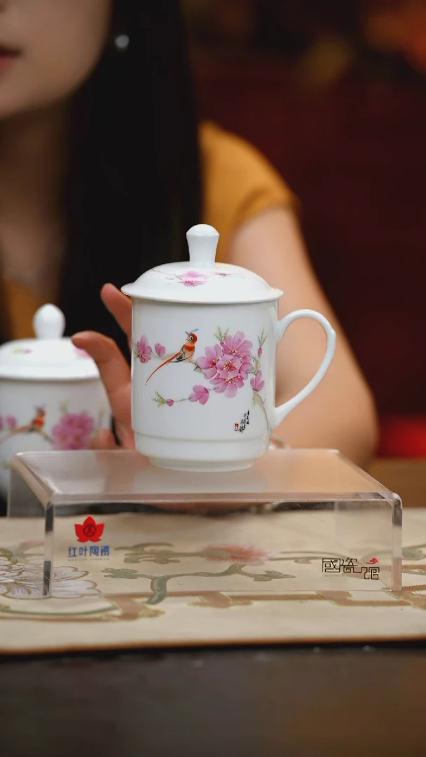 1头手绘水点桃花2号皇冠杯