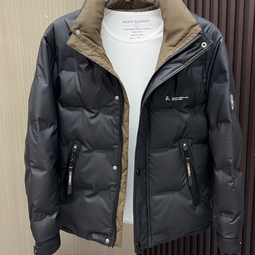 羽绒服男士冬季2025新款男装潮牌青年短款冬装衣服加厚立领外套潮