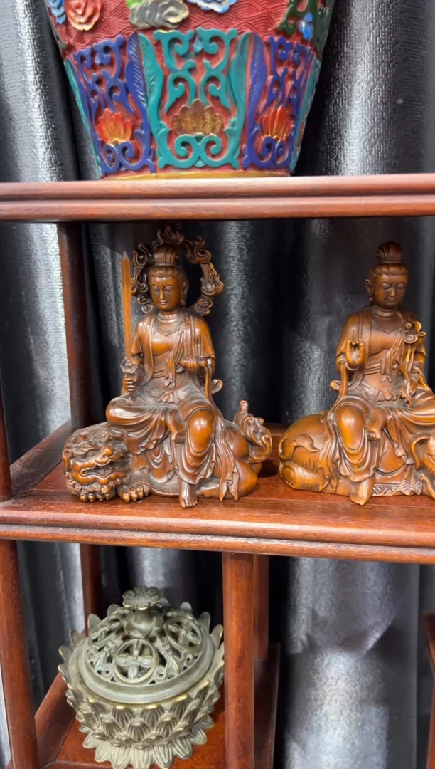 木虎黄杨木  宝剑观音一套