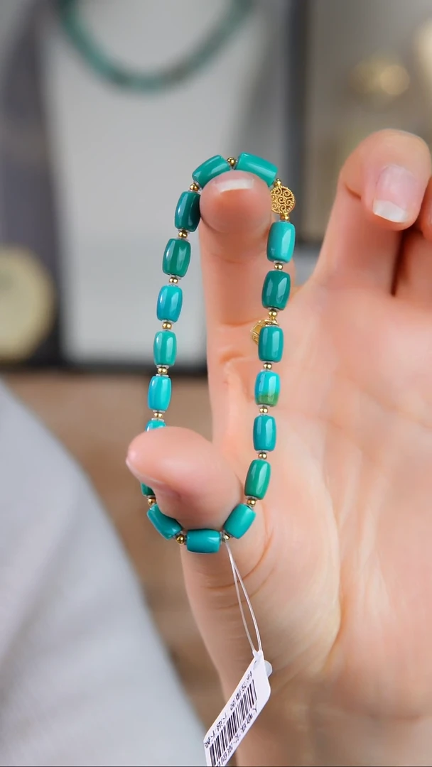 18K金镶嵌绿松石手串1