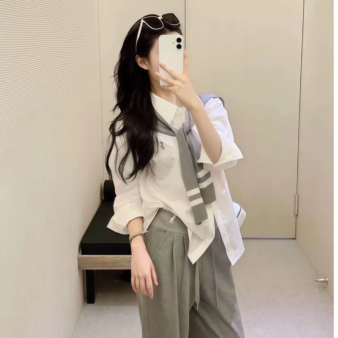 休闲风休闲小众短袖时尚套装阔腿裤INS风上衣西装