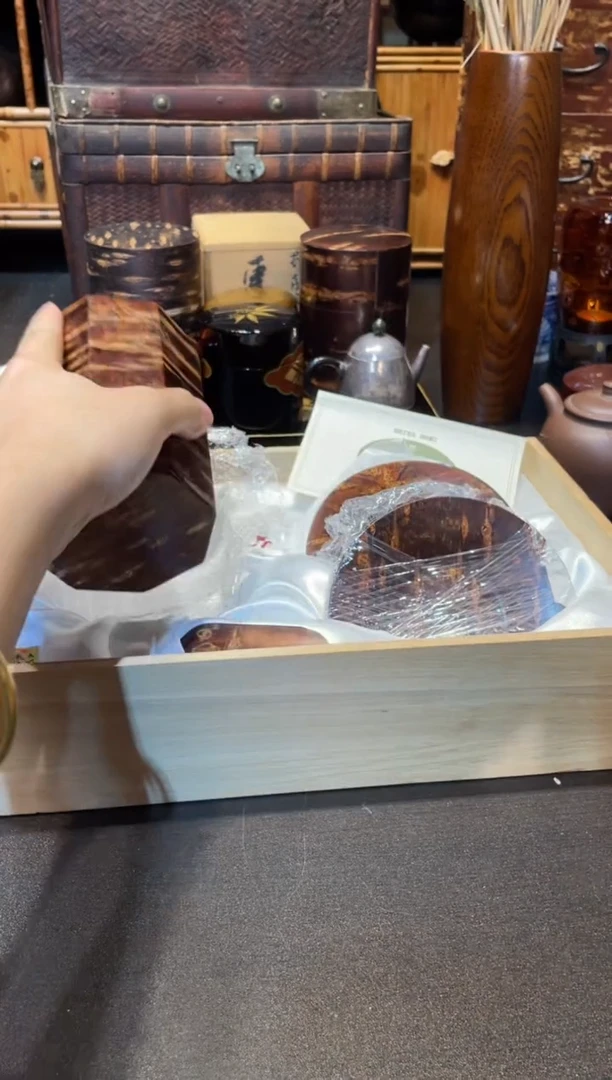 樱皮套装 大漆漆器大漆漆器大漆漆器