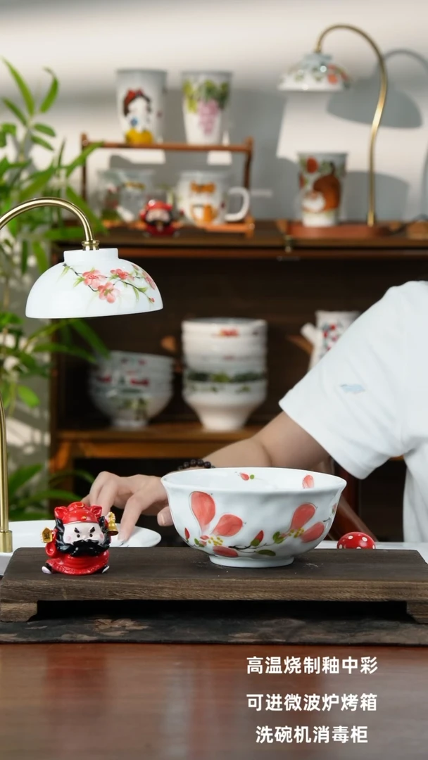 瓷片景德镇手绘釉中彩（食品级）捏捏碗