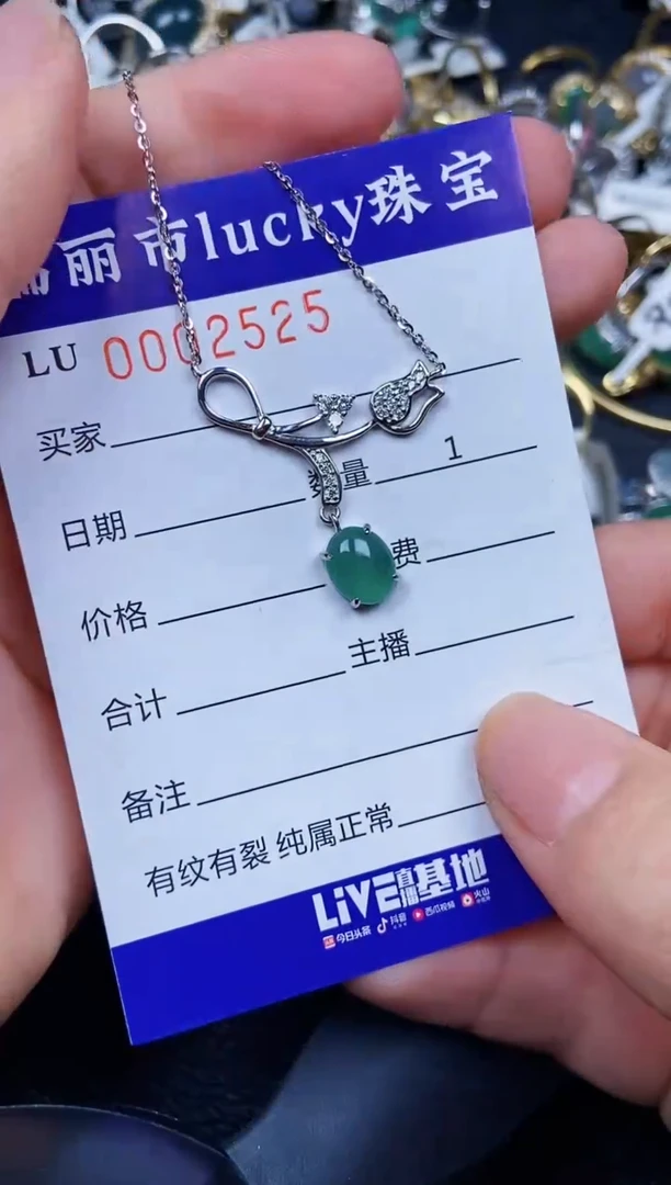 翡翠银S925镶嵌颈饰2525