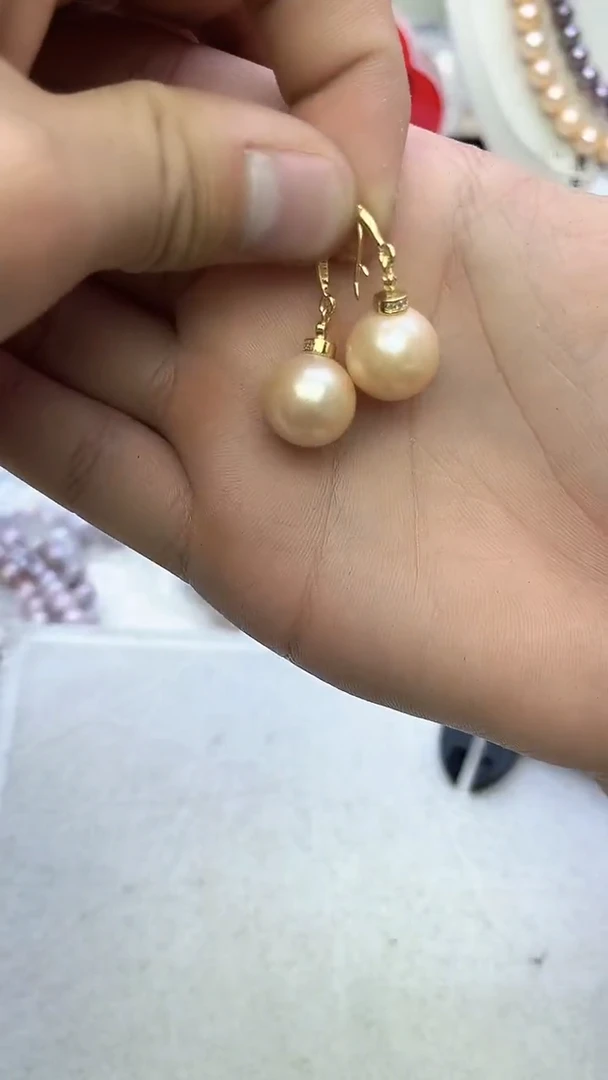 未镶嵌耳坠淡水珍珠中国红耳坠