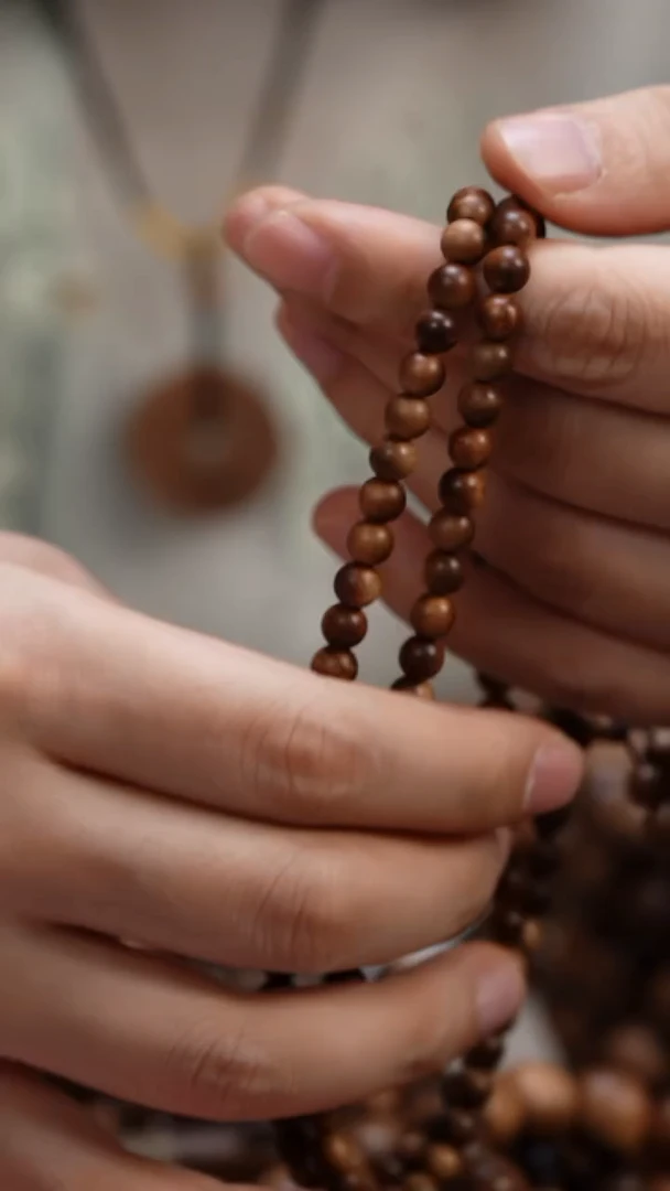 檀香木手串/手链老山檀香0.6圆珠多圈108颗瑕疵