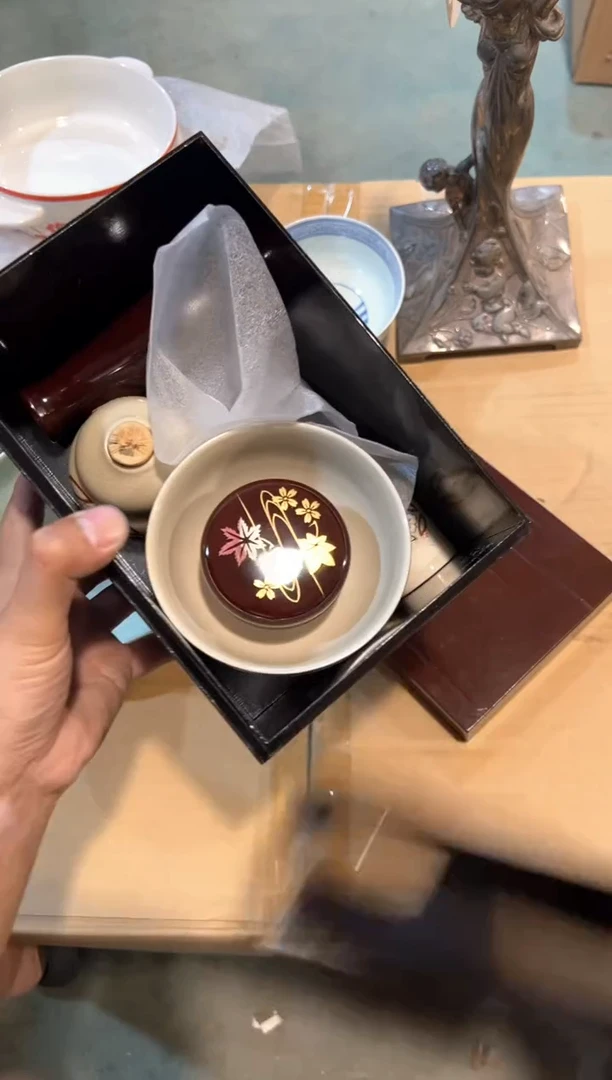 C1693中古瓷器 茶器周边/1盒盒带瑕