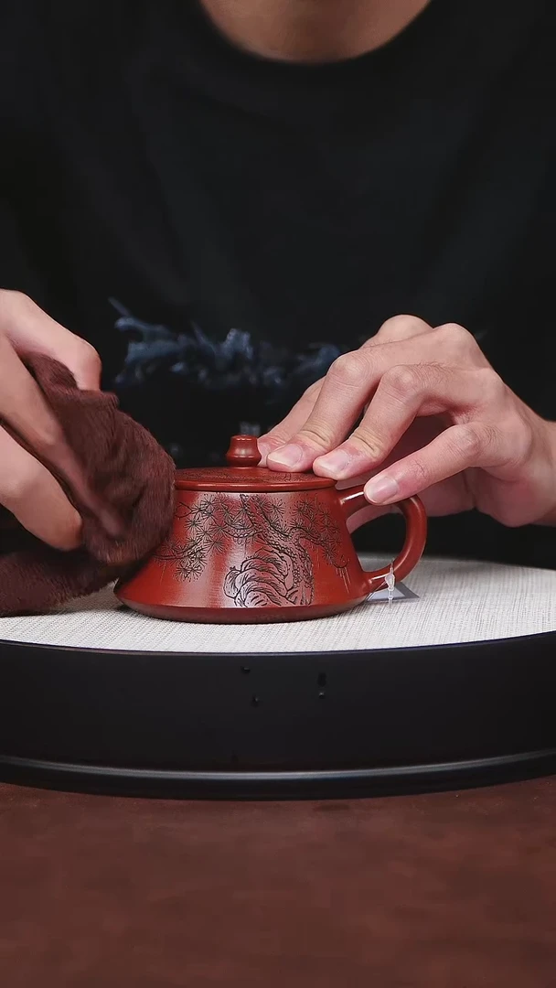 紫砂茶宠宜兴紫砂 柱础 龙血砂 韩磊 约220cc