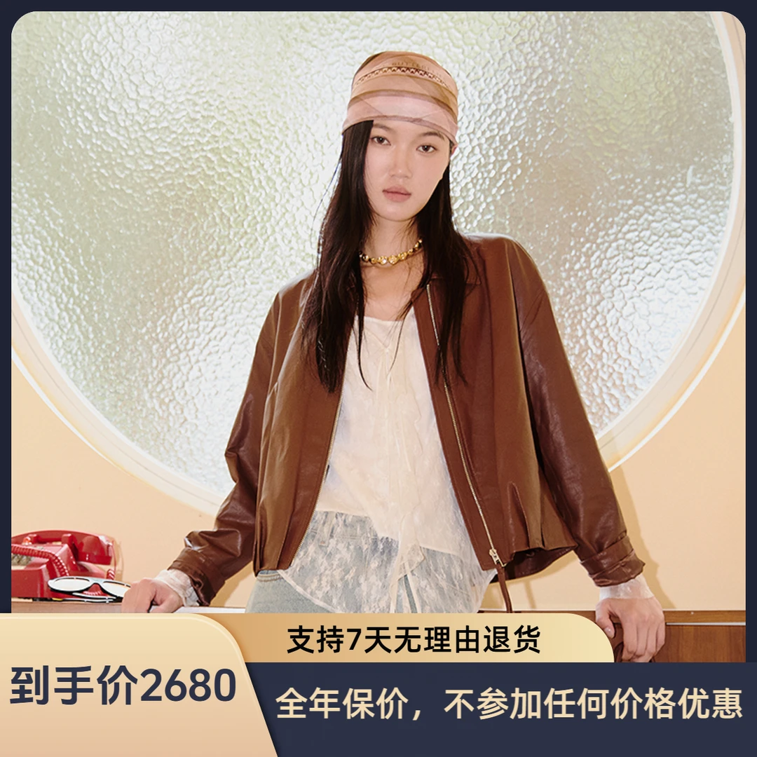 【反差美学】HPLY荷比俪冬女通勤轻薄小羊皮翻领外套HRF41580487