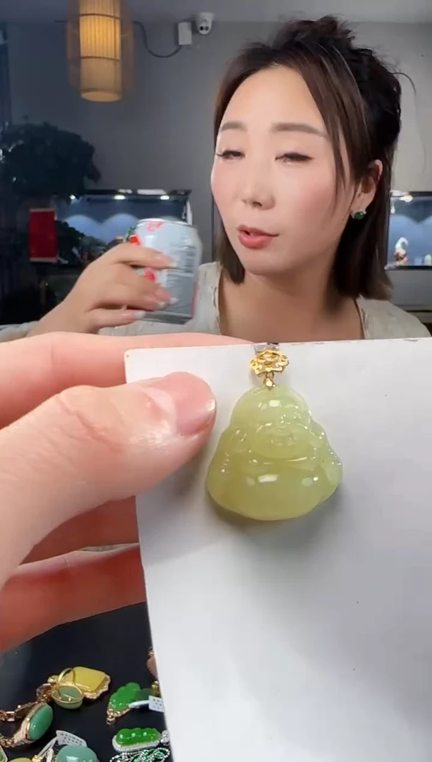 【闪购商品】和田玉吊坠(不含链)18K金镶嵌1