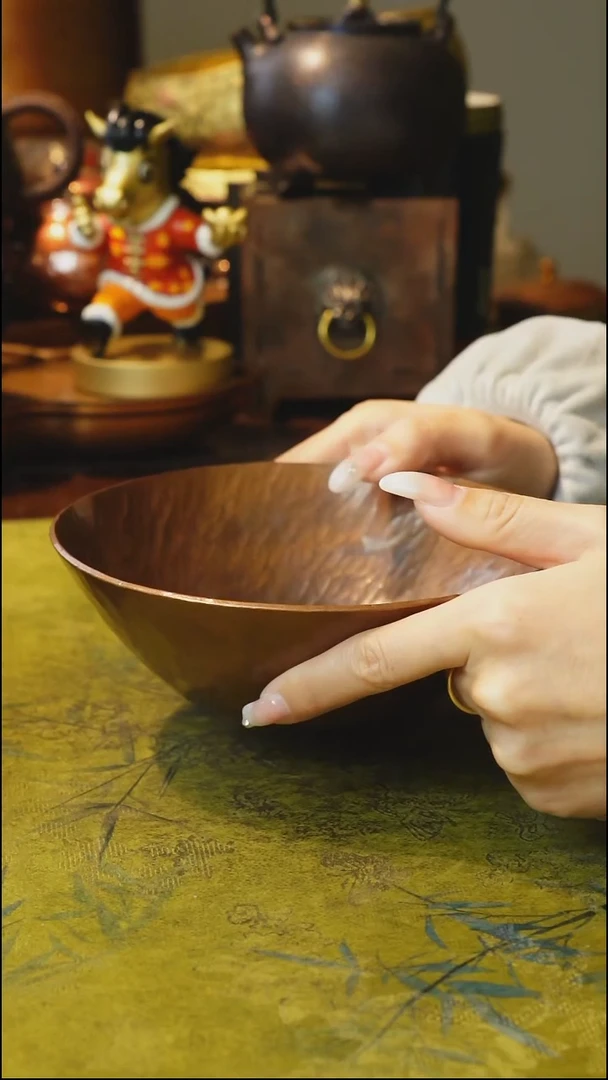 纯紫铜烤色加厚茶盘