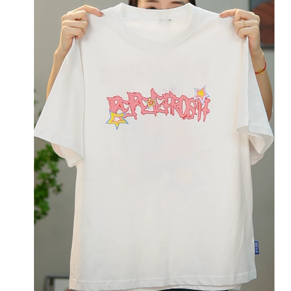 夏季青少年潮牌百搭中大童休闲帅气水印T恤韩版028