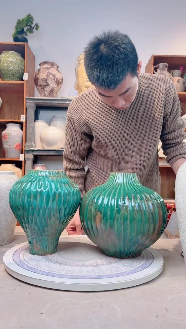 瓶陶瓷花瓶 无花 新岛绿 加 a642