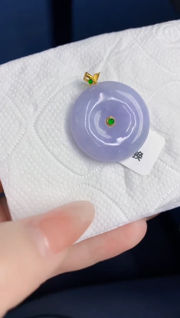 颈饰18K金镶嵌翡翠缅甸天然翡翠A货