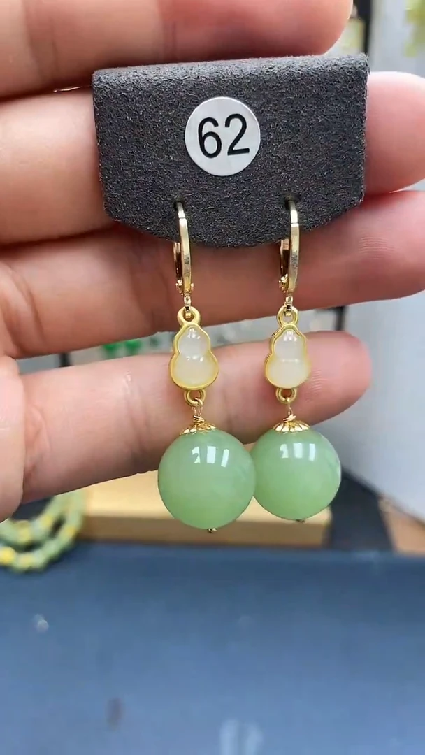 和田玉未镶嵌耳饰尺寸14mm耳扣01