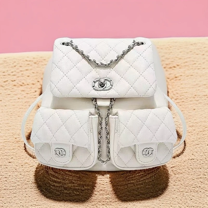 小香风鱼子酱diy款双肩包2025新款青蛙包大容量2025年流行款包包