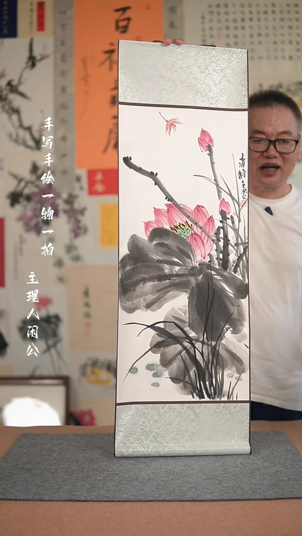 国画手绘-32*95卷轴-花鸟