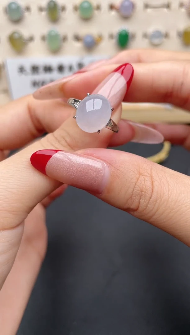 【闪购商品】翡翠戒指银S925镶嵌一物一证一礼盒