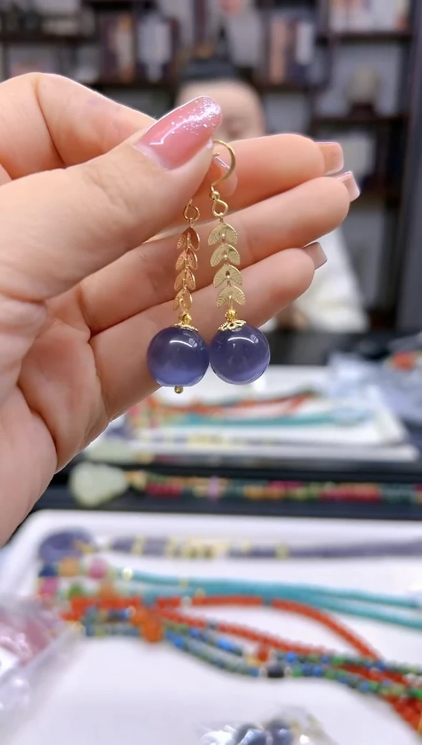 【闪购商品】碧玺猫眼耳饰14K金镶嵌E715