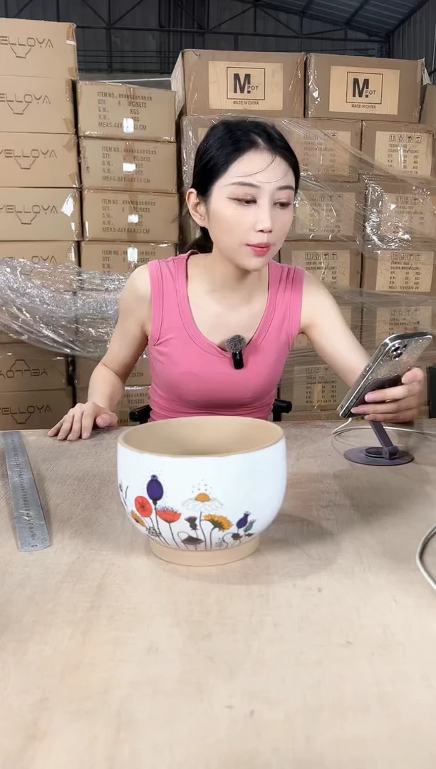 大碗紫砂彩色小号15x11