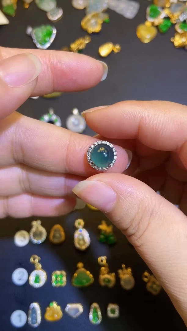 吊坠(不含链)银S925镶嵌翡翠1