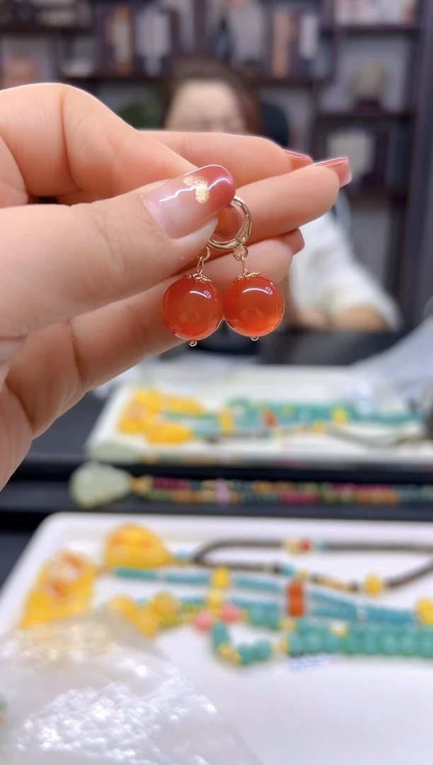 【闪购商品】碧玺猫眼耳饰14K金镶嵌E635