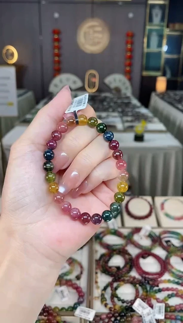 未镶嵌老矿色标彩虹单圈手串7mm+碧玺hon多样性发货一条