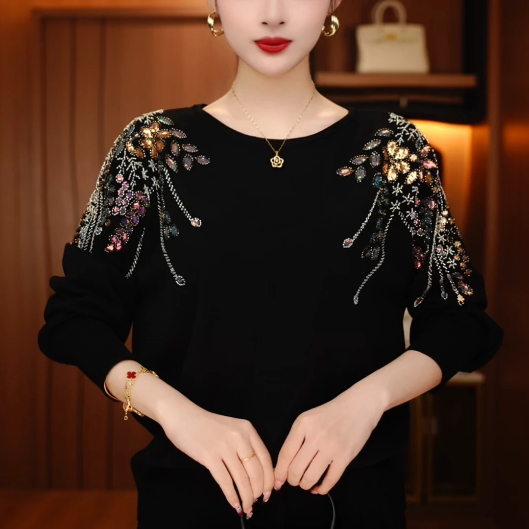 D0053-秋冬毛衣抗起球高端显瘦针织百搭减龄气质时尚女士套头