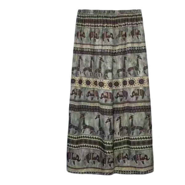 【NEW COSMOS】 动物印花松紧带中长款高腰半身裙  H0240