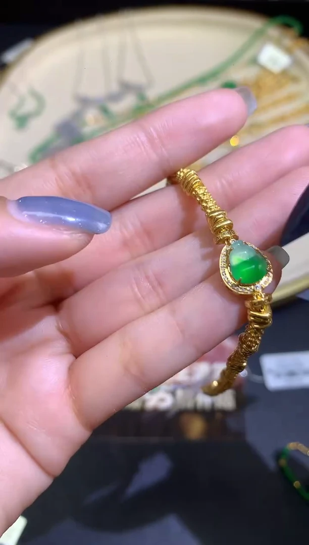 足金镶嵌手链翡翠AA01|9800
