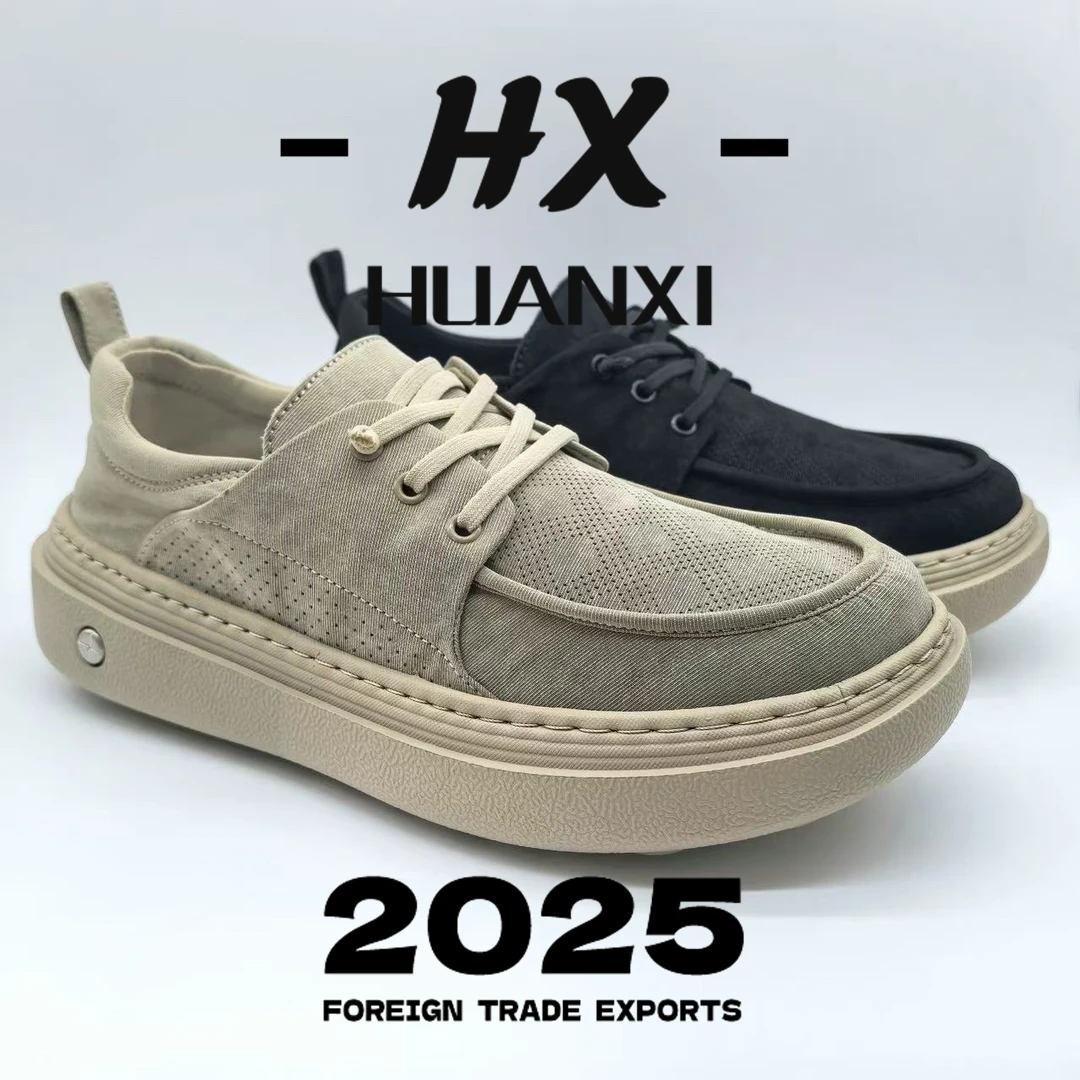 外贸日本单男鞋夏季透气复古百搭帆布板鞋懒人一脚蹬薄款运动潮鞋