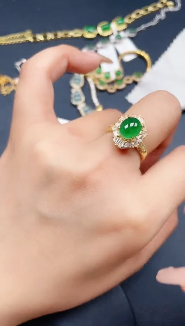 翡翠戒指银S925镶嵌423432