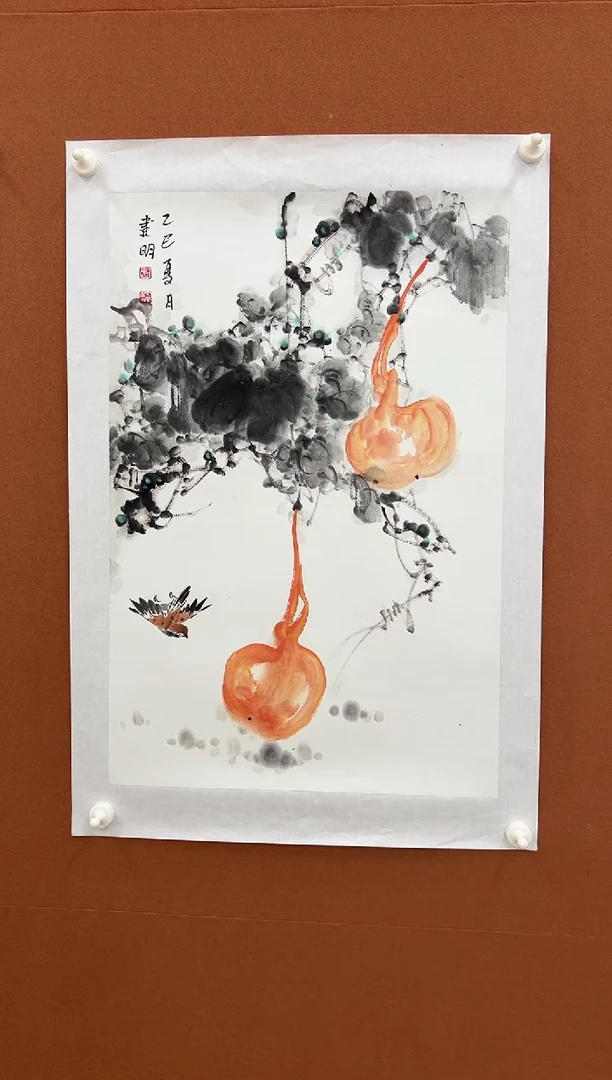 国画童建明四尺三开花鸟