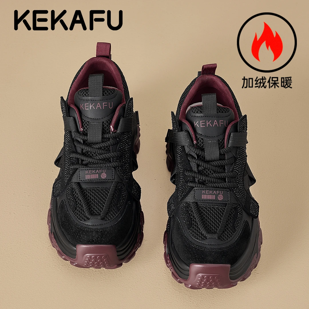珂卡芙时尚厚底增高8.2CM老爹鞋潮流网红透气潮鞋冬季新款棉鞋女