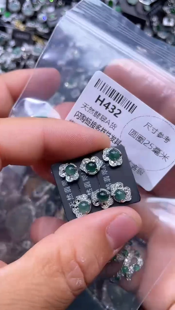 【闪购商品】翡翠颈饰未镶嵌H432耳钉 ab款 多样性发其一