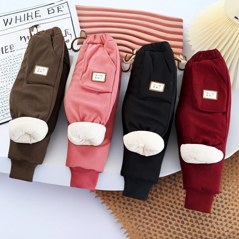 【冬棉裤】儿童加绒加厚一条过冬棉裤面包兜男女童休闲三层加厚长裤