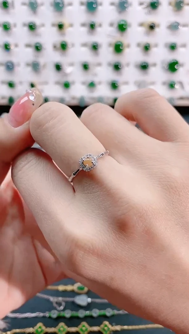 【闪购商品】翡翠戒指银S925镶嵌天然翡翠