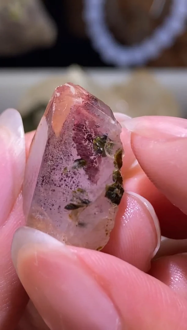 未镶嵌珠宝半成品水晶13号 精品粉红色红隐山花园水晶