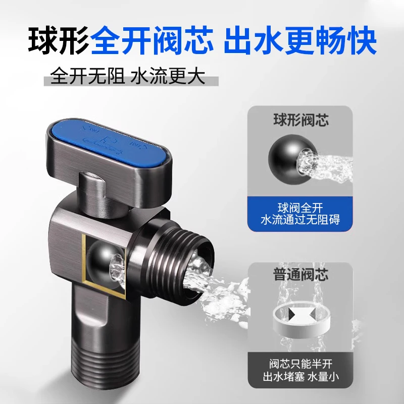 潜水艇全铜三角阀燃气热水器大流量球阀全开冷热水加厚防爆防漏阀